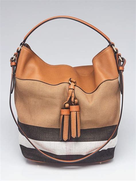 Saddle Brown Check Canvas Ashby Tassel Bucket Bag